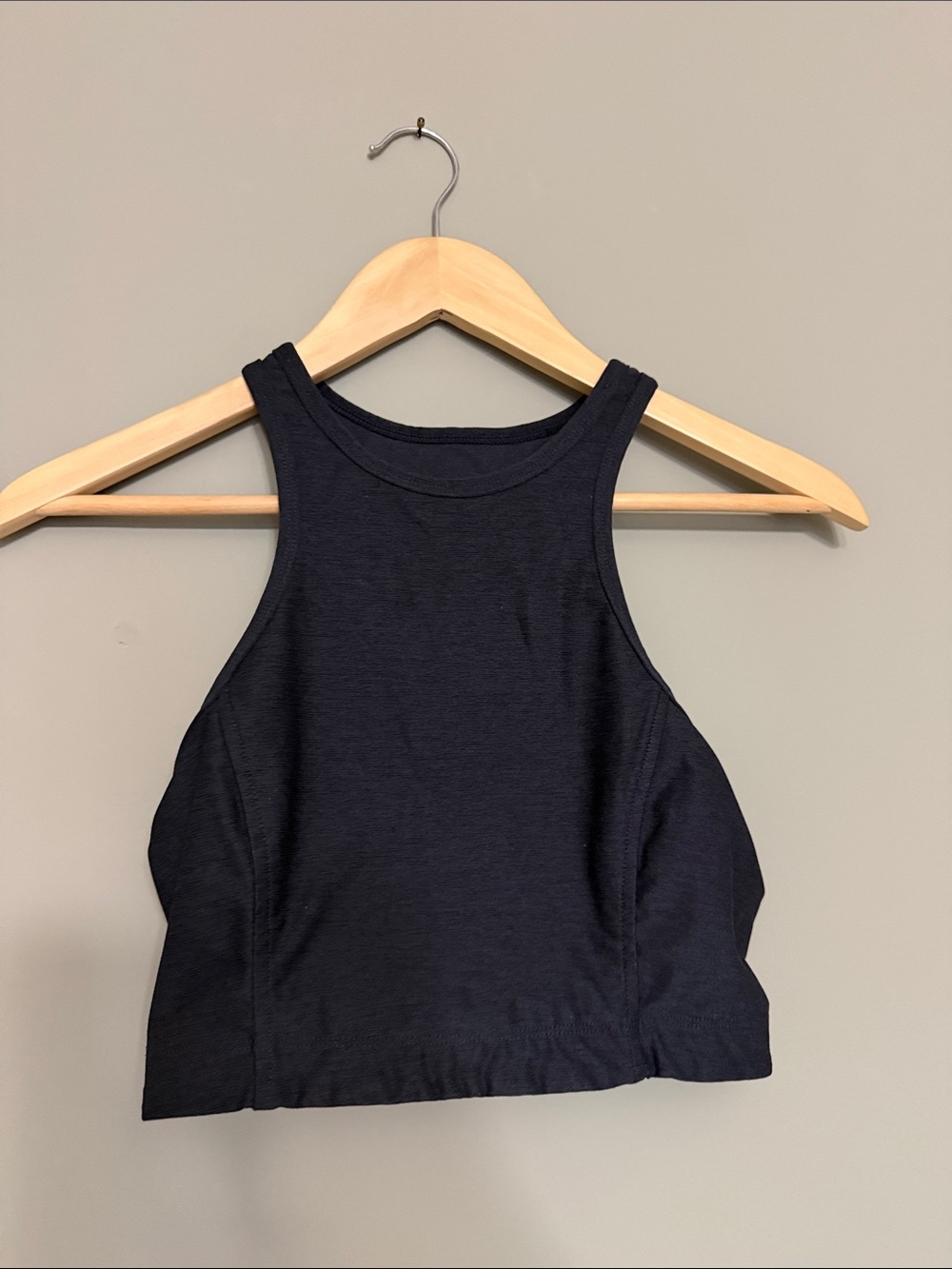 Outdoor Voices Black High-Neck Crop Tank Top